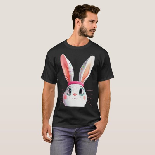 Easter Bunny with Pink Headband Tシャツ (正面フル)