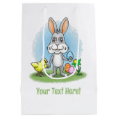 Easter Bunny with the colorful Easter Eggs ミディアムペーパーバッグ (裏面)