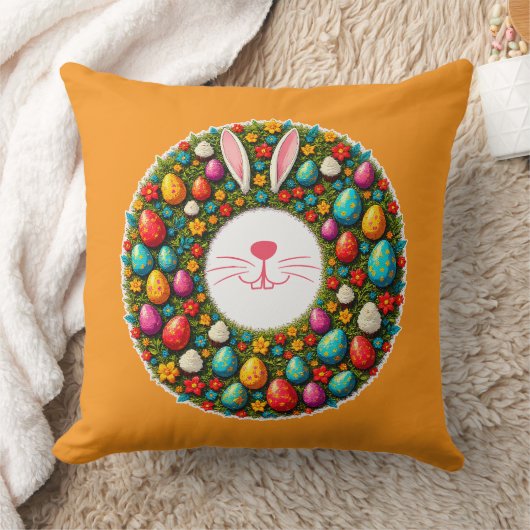 Easter Bunny Wreath – Cute Style almofada クッション (ブランケット)