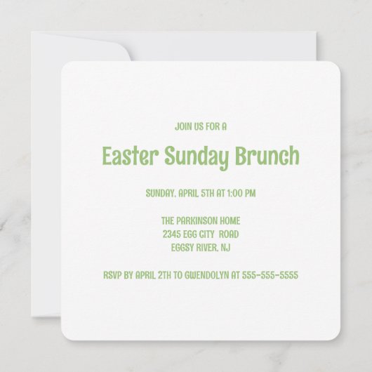 Easter Bunny's Easter Sunday brunch 招待状 (裏面)