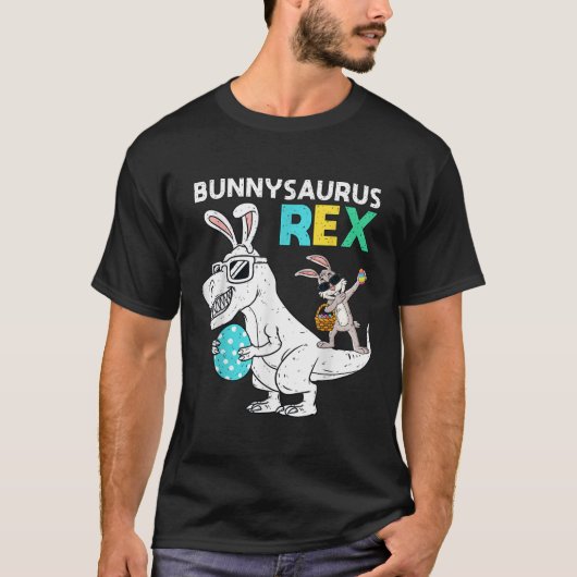 Easter Bunnysaurus T Rex Dino Dabbing Rabbit Boys  Tシャツ (正面)