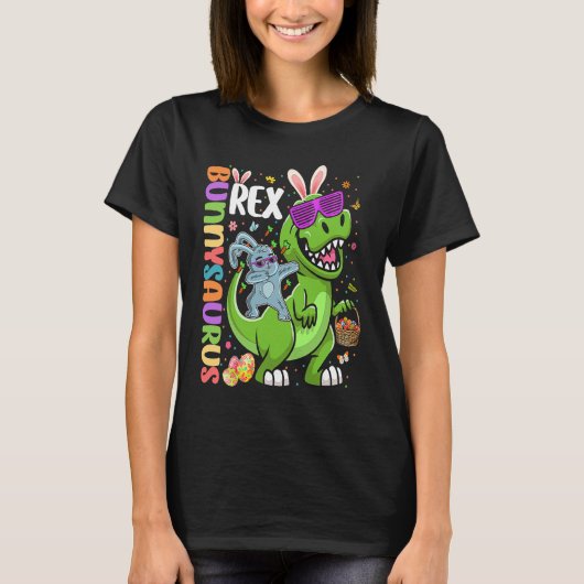 Easter Bunnysaurus T Rex Dino Dabbing Rabbit Tシャツ (正面)