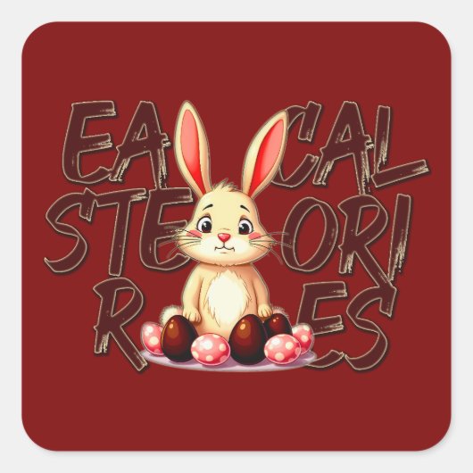 Easter Calories Stories – Funny Bunny Autocolante スクエアシール (正面)