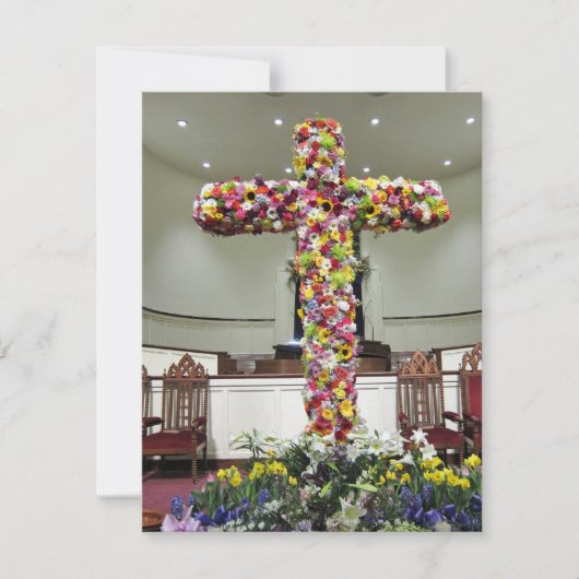 Easter Card Beautiful Cross Covered with Flowers サンキューカード (正面)