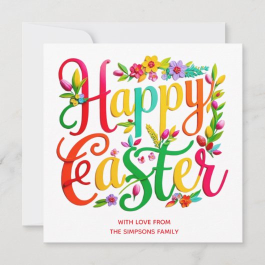 Easter CarD Colorful spring  personalized Card シーズンカード (正面)