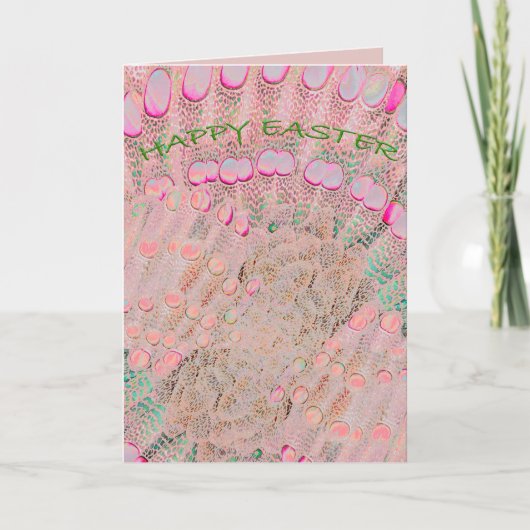 Easter Card in pink with eggs in a garden カード (正面)