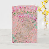 Easter Card in pink with eggs in a garden カード (黄色い花)