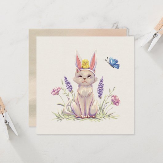 Easter Cat カード (正面/裏面インサイチュ)