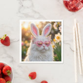 Easter Cat with Bunny Ears スタンダードカクテルナプキン (インサイチュ)