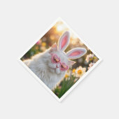 Easter Cat with Bunny Ears スタンダードカクテルナプキン (角)