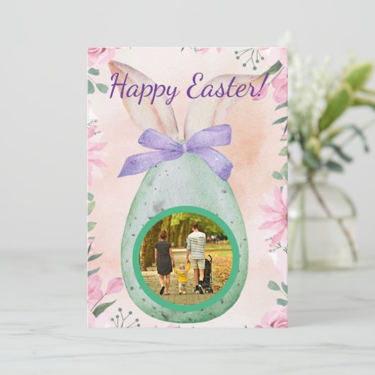 Easter celebration -green egg with photo 招待状 (スタンド正面)