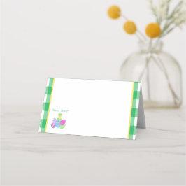 EASTER Chick Eggs and bold green check  プレイスカード