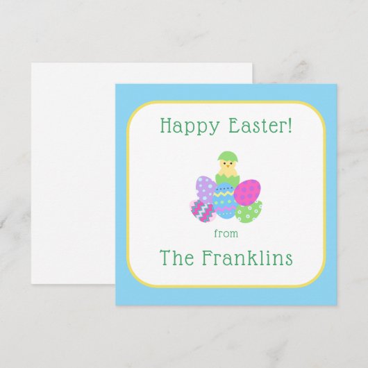 EASTER Chick Eggs and Bright Blue  ノートカード (正面/裏面)
