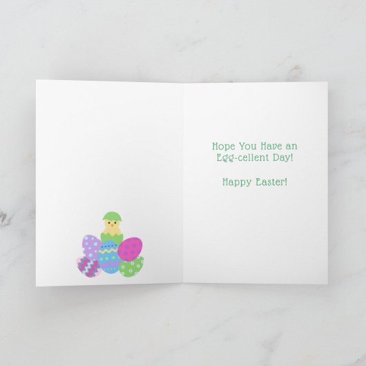 EASTER Chick Eggs and Bright Blue Greeting NAME シーズンカード (内部)