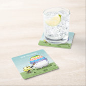 Easter chick paint the Easter egg スクエアペーパーコースター (インサイチュ)