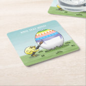 Easter chick paint the Easter egg スクエアペーパーコースター (アングル)