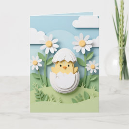 Easter Chick Papercraft Daisy Flowers Spring シーズンカード
