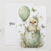 Easter Chick Spring Floral Butterflies Watercolor シーズンカード (正面/裏面)