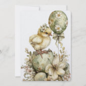 Easter Chick Spring Floral Watercolor Sage Green シーズンカード (正面)