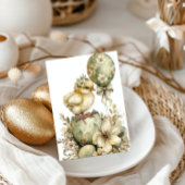 Easter Chick Spring Floral Watercolor Sage Green シーズンカード