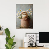 Easter Chicken Flower Pot Print, Rustic ポスター (ホームオフィス)