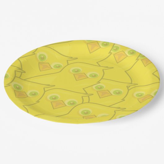Easter Chickens Bright Yellow Cartoon Pattern ペーパープレート (アングル)