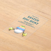 Easter chicks paint the Easter egg アクリル招待状 (レイダウン)