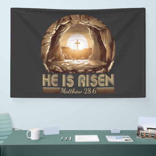 Easter Christian He is Risen Jesus  横断幕 (トレードショー)