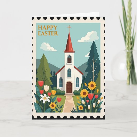 Easter Church Scene Greeting Card カード (正面)