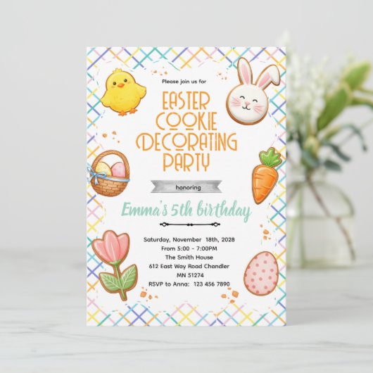 Easter Cookie Decorating Party Invitation 招待状 (スタンド正面)