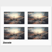 Easter, Cross Crucifix On a Hill Far Away Quote 長方形シール (シート)