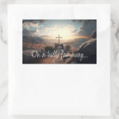 Easter, Cross Crucifix On a Hill Far Away Quote 長方形シール (バッグ)