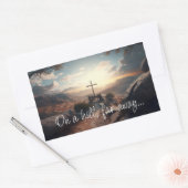 Easter, Cross Crucifix On a Hill Far Away Quote 長方形シール (封筒)
