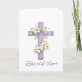 Easter Cross Watercolor Floral Mother's Day  カード