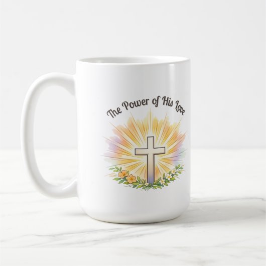Easter Cross with Flowers - Editable Christian Mug コーヒーマグカップ (左)