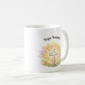 Easter Cross with Flowers - Editable Christian Mug コーヒーマグカップ (正面右)