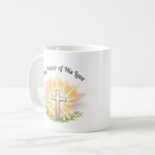 Easter Cross with Flowers - Editable Christian Mug コーヒーマグカップ (正面左)