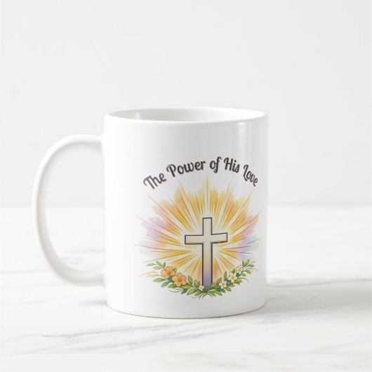 Easter Cross with Flowers - Editable Christian Mug コーヒーマグカップ (左)