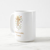 Easter Cross with Flowers, Faith Mug, Customizable コーヒーマグカップ (正面左)