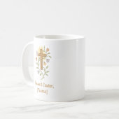 Easter Cross with Flowers, Faith Mug, Customizable コーヒーマグカップ (正面左)