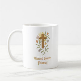Easter Cross with Flowers, Faith Mug, Customizable コーヒーマグカップ