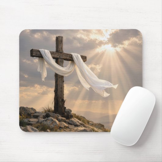 Easter Cross with Shroud at Sunrise マウスパッド (マウス)