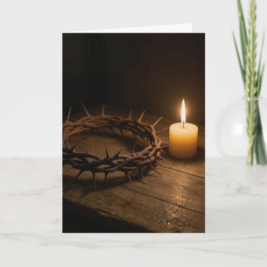 Easter Crown of Thorns Illuminated By a Candle カード (正面)