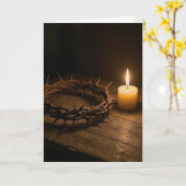 Easter Crown of Thorns Illuminated By a Candle カード (黄色い花)