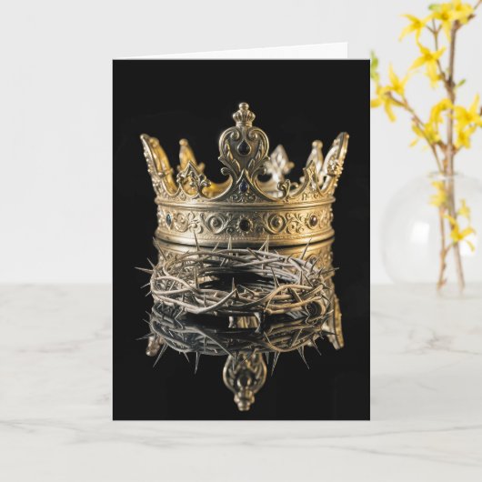 Easter Crown of Thorns With King's Gold Crown カード (黄色い花)