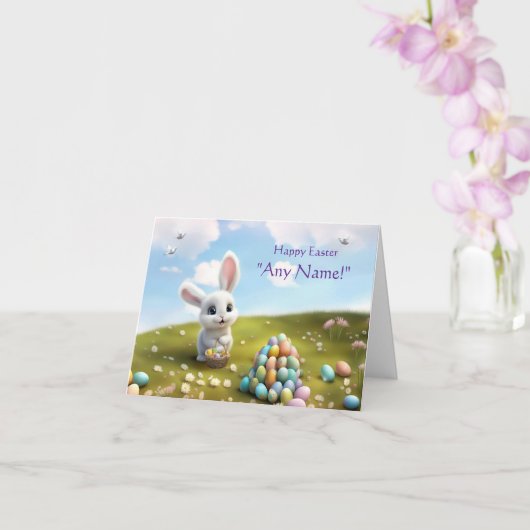 Easter Custom Name Cute Easter Bunny  カード (蘭)