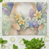 Easter cute bunny floral kitchen towel キッチンタオル (折り畳み)