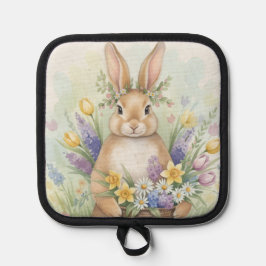 Easter cute bunny floral pot holder 鍋敷き
