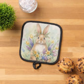 Easter cute bunny floral pot holder 鍋敷き (トップダウン)