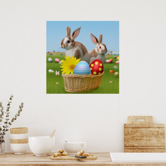 Easter Cute Bunny for a positive mood  ポスター (キッチン)